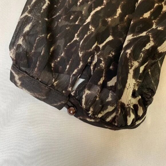 Worthington Size 2X Sheer Tunic Dress Blouse Leopard Print Embellished V Neck - Picture 5 of 10